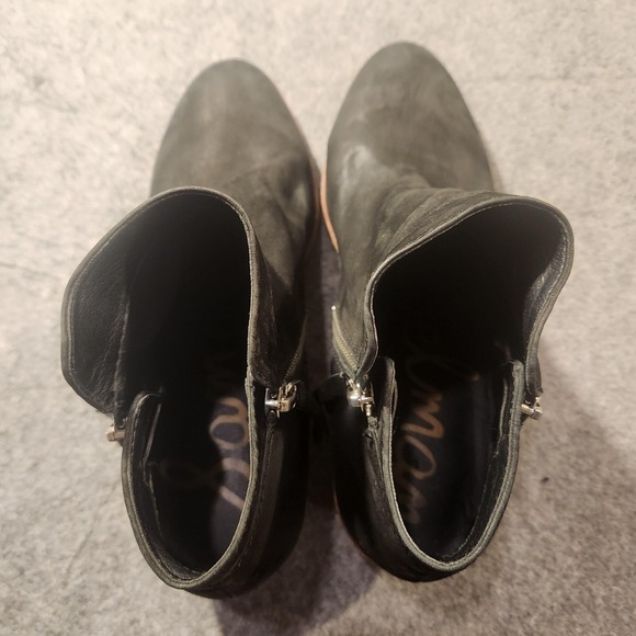 Sam Edelman Boots Womens Size 8.5 W Black Leather Ankle Booties Zip Low Heel - Picture 4 of 6